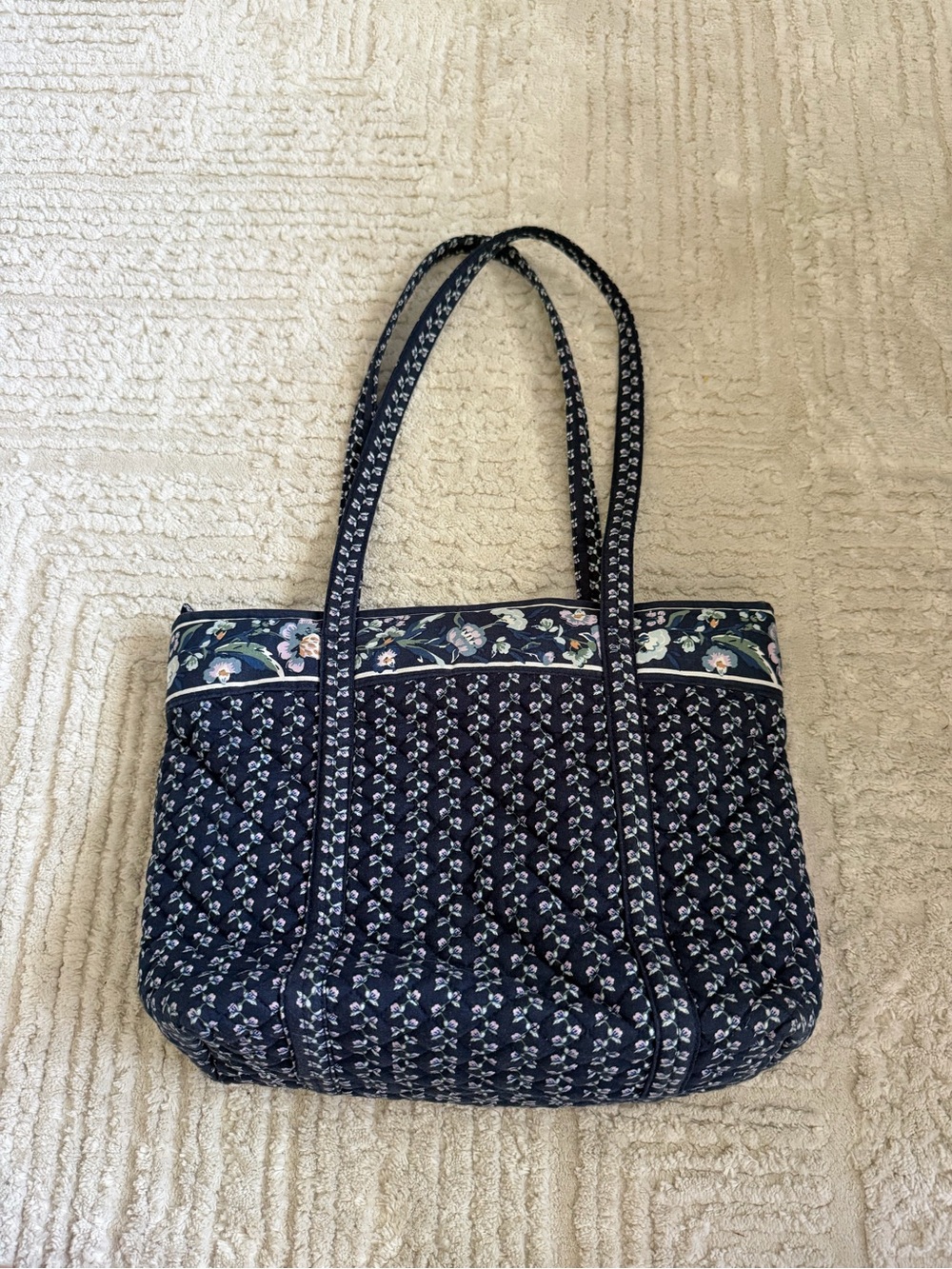 Vera Bradley Quilted Navy Floral Tote Bag